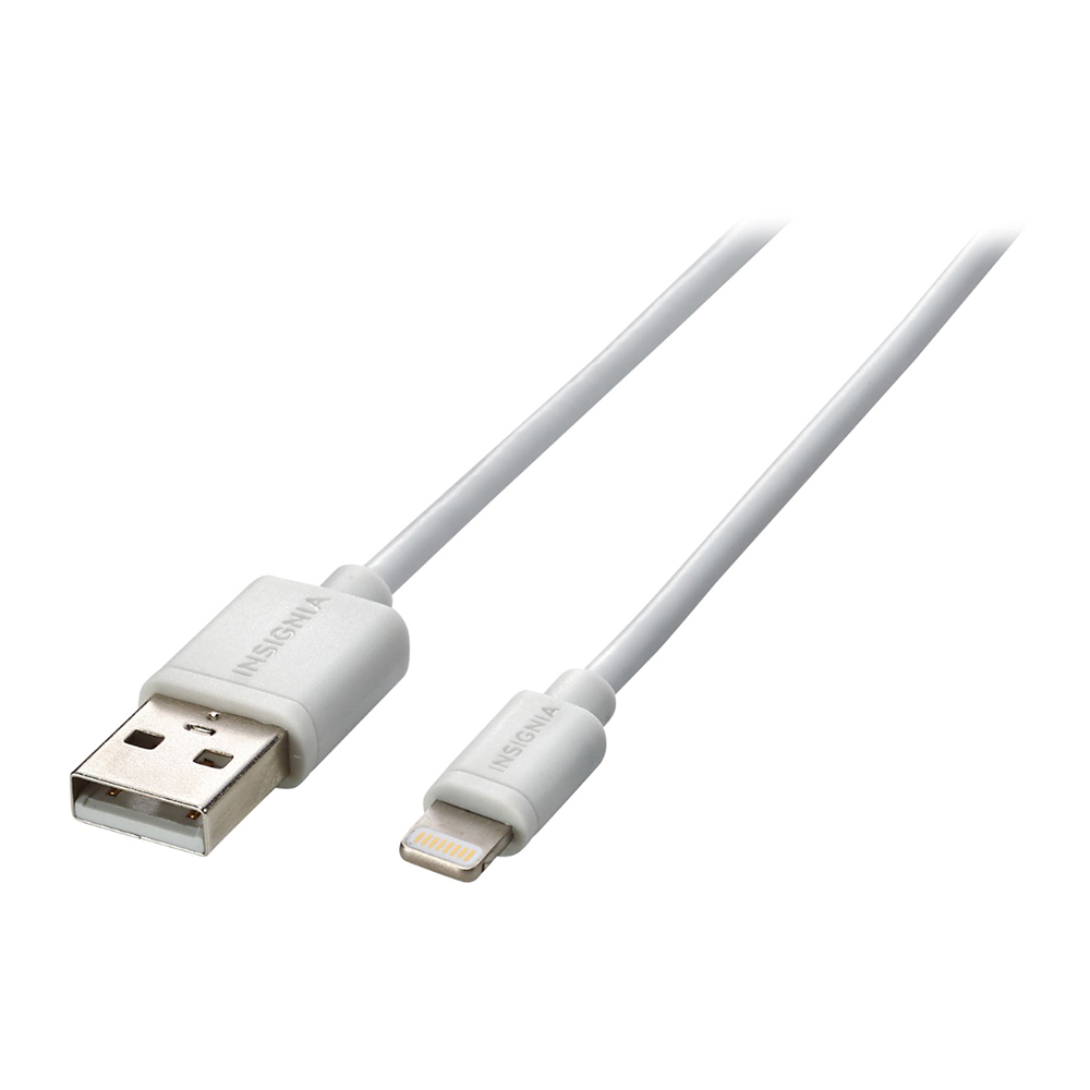 Insignia - Apple MFi Certified 6' Lightning Charge-and-Sync Cable - White